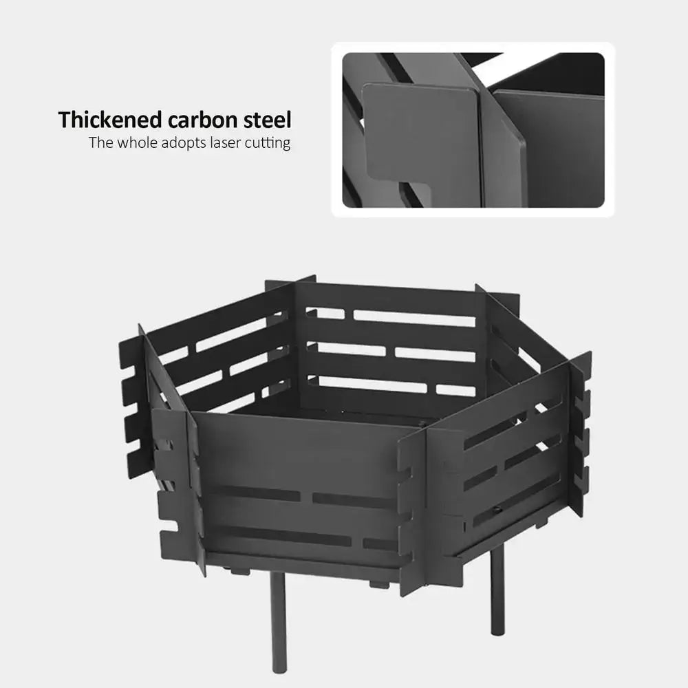 Outdoor Camping Carbon Steel Fire Table Detachable Burn Fire Pit Foldable Barbecue Stand Grill Camping Picnic Charcoal Stand