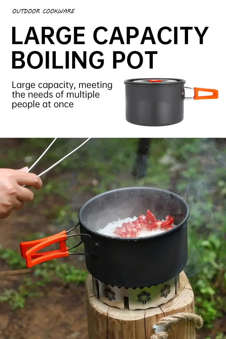 Camping cookware set for 2-3 people portable outdoor tableware for hiking picnicking travel cooking utensils kettle pot set