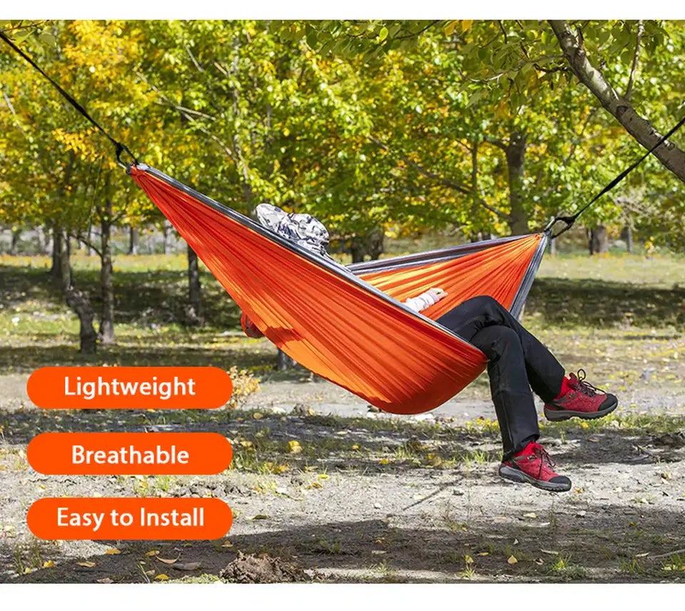 Outdoor Camping Hammock Portable Hammock Single or Double Hammock Camping Accessories Indoor Garden Yard Hammock Swing Travel