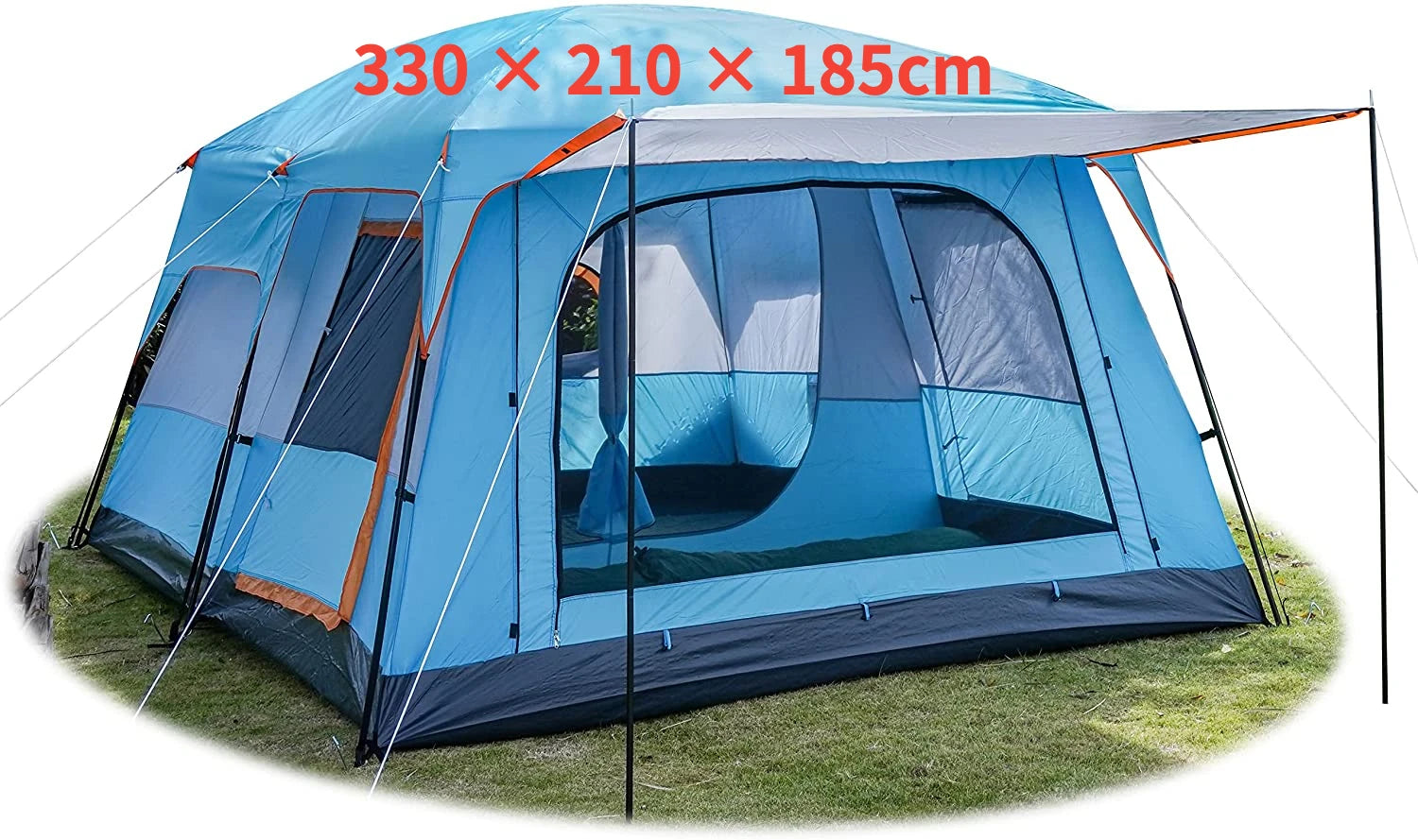 Family Camping Tent 2 Bedroom 1 Living Room for 4-8 Person