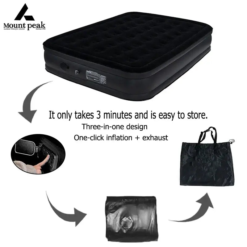 Air Mattress Glamping Mats PVC Inflatable Sleeping Mattress Luxury 2 Person Camping Bed Mat Built-in Pump Thicken Mat