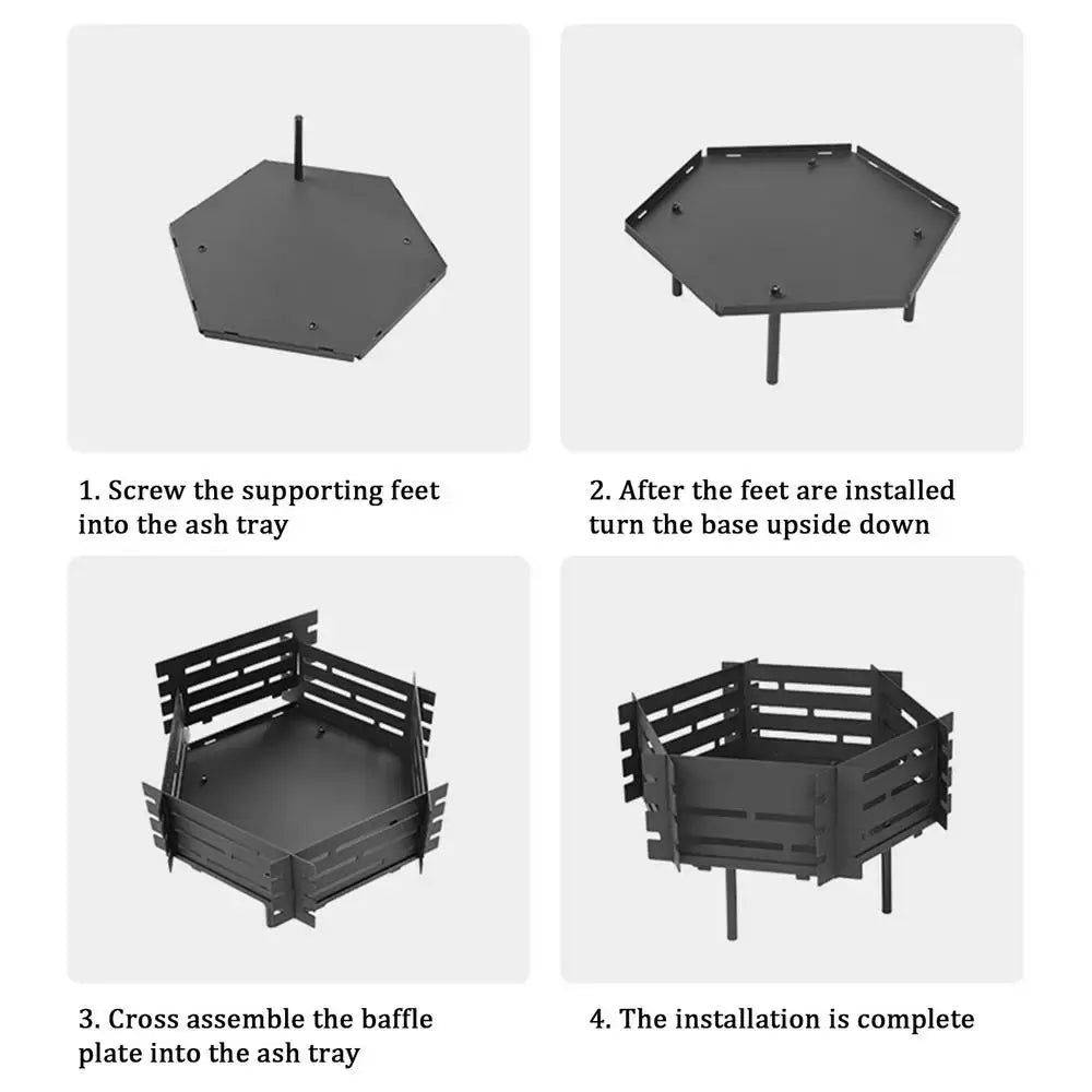 Outdoor Camping Carbon Steel Fire Table Detachable Burn Fire Pit Foldable Barbecue Stand Grill Camping Picnic Charcoal Stand