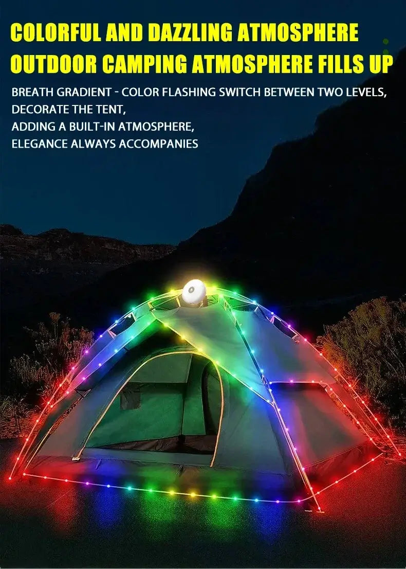Multifunctional 4 in 1 Design Camping Light String USB Rechargeable Outdoor Tent Decor Light XTE LED Flashlight with Magnet Hook