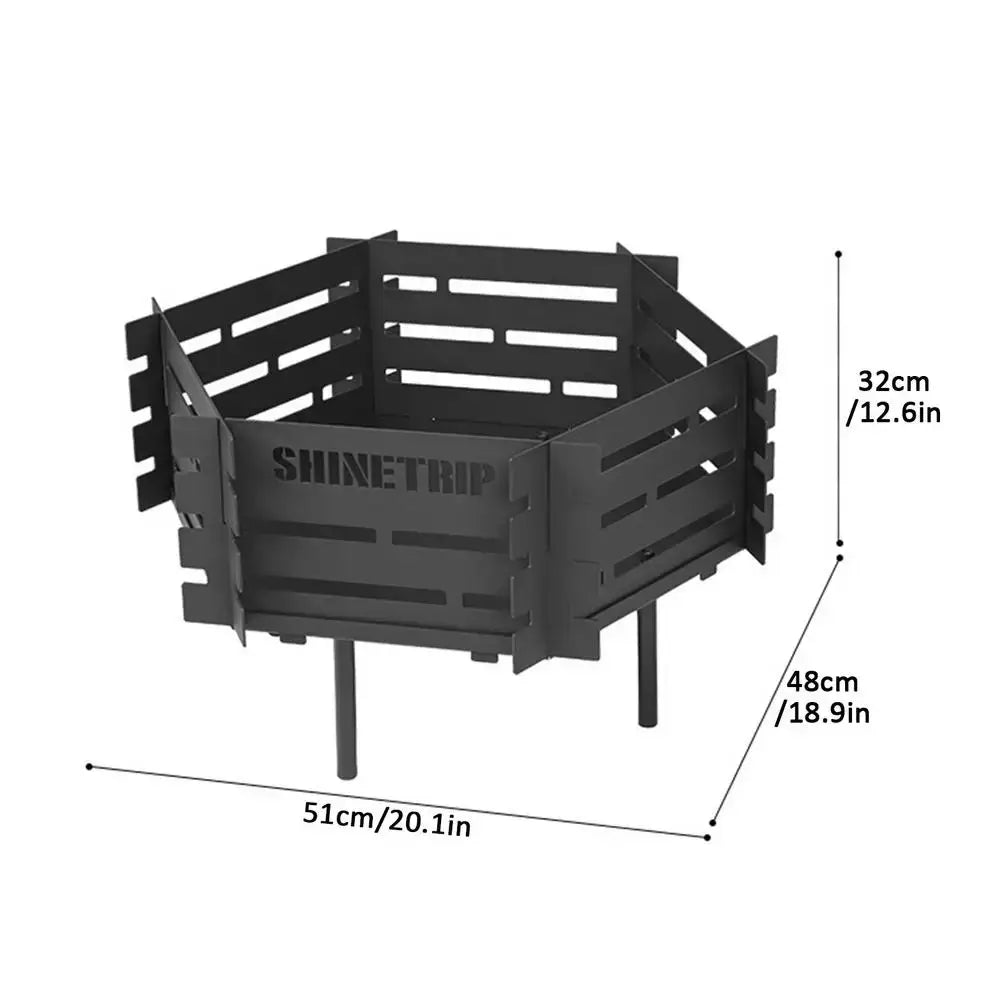 Outdoor Camping Carbon Steel Fire Table Detachable Burn Fire Pit Foldable Barbecue Stand Grill Camping Picnic Charcoal Stand