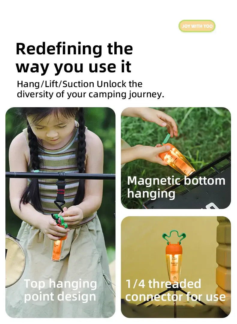 Carrot Raddish Shaped Kids Portable Outdoor Light Rechargeable LED Camping Lantern Waterproof Tent Lamp Hiking Fishing