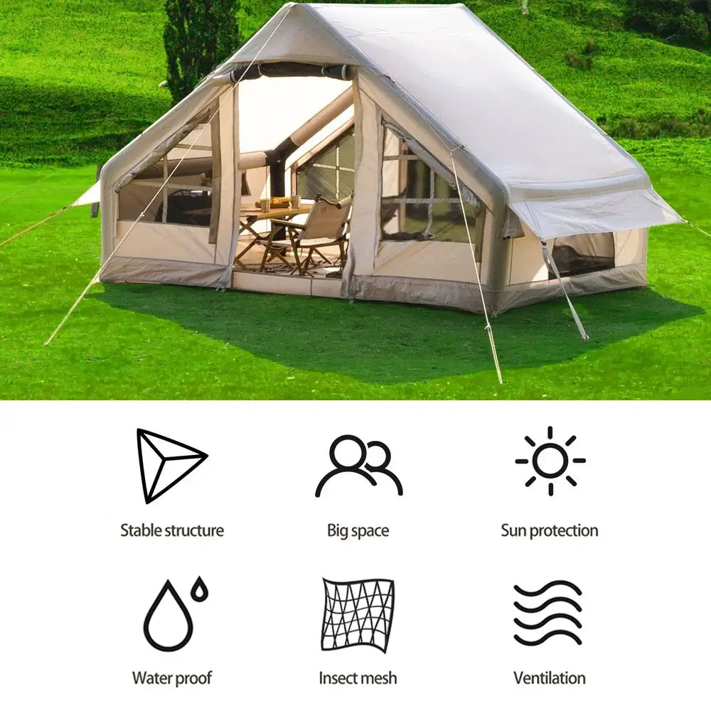 Inflatable Tent Portable Easy Setup Camping Tent with Canopy for 4-8 People