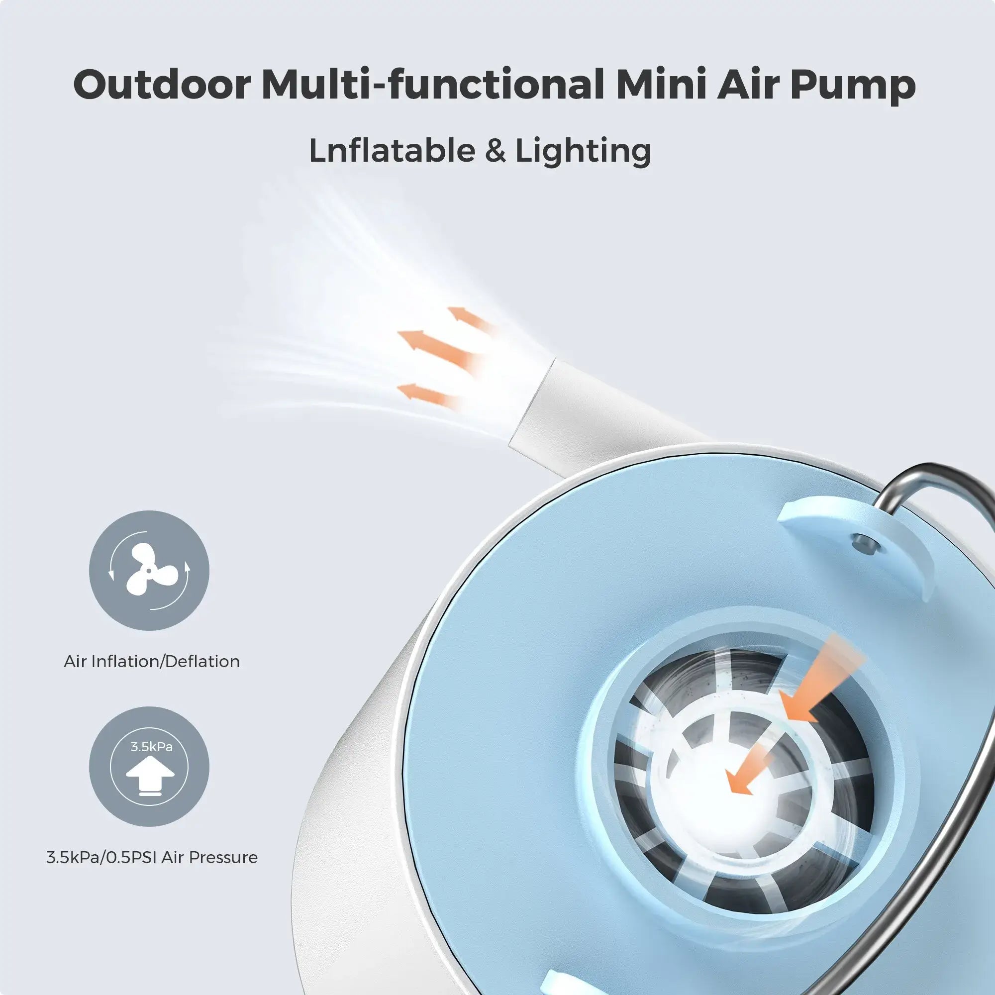 TINY PUMP X - Portable Camping Air Pump with 1300mAh Battery Rechargeable for Pool Floats Air Mattress Vacuum Bags