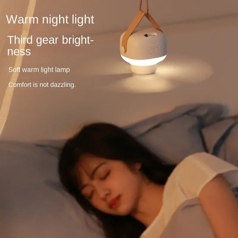 Portable wireless mini ceiling fan light USB fan with remote control, stand, night light, portable, home, outdoor, camping, tent