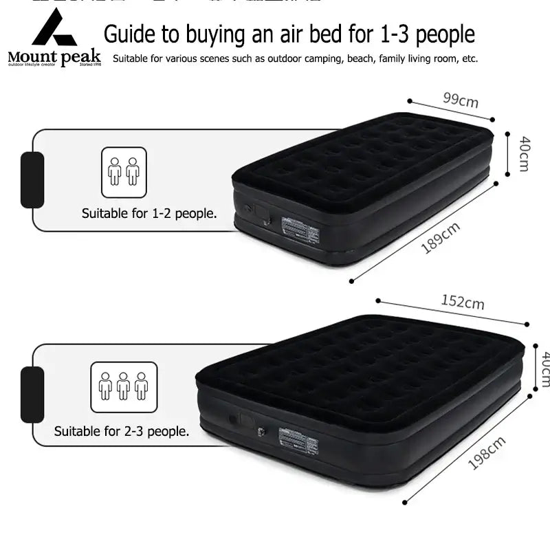 Air Mattress Glamping Mats PVC Inflatable Sleeping Mattress Luxury 2 Person Camping Bed Mat Built-in Pump Thicken Mat