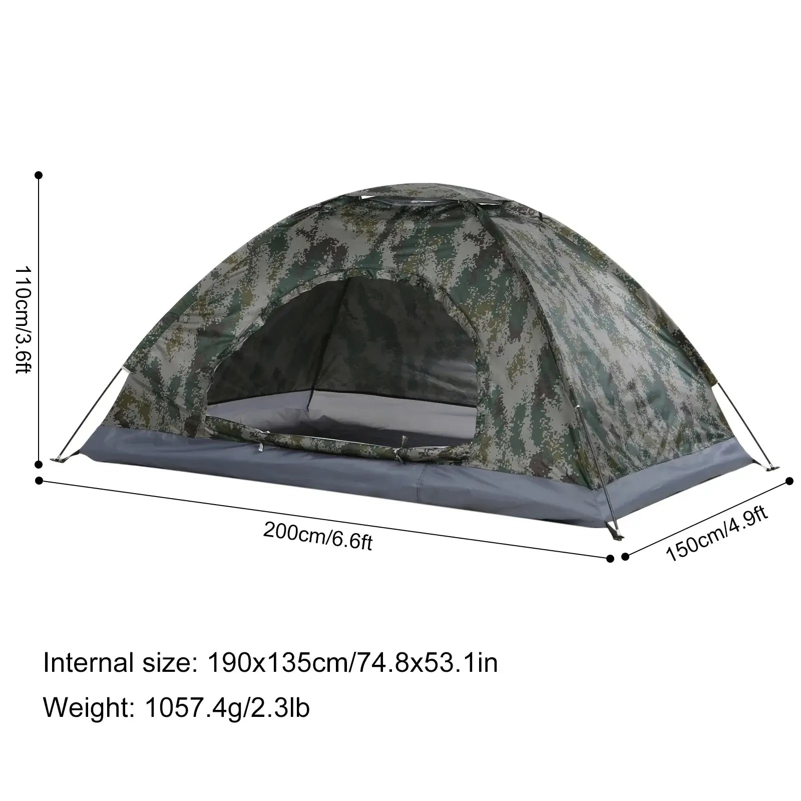 Tomshoo 1/2 Person Ultralight Camping Tent Single Layer Portable Hiking Tent Anti-UV Coating UPF 30+ for Outdoor Beach Fishing