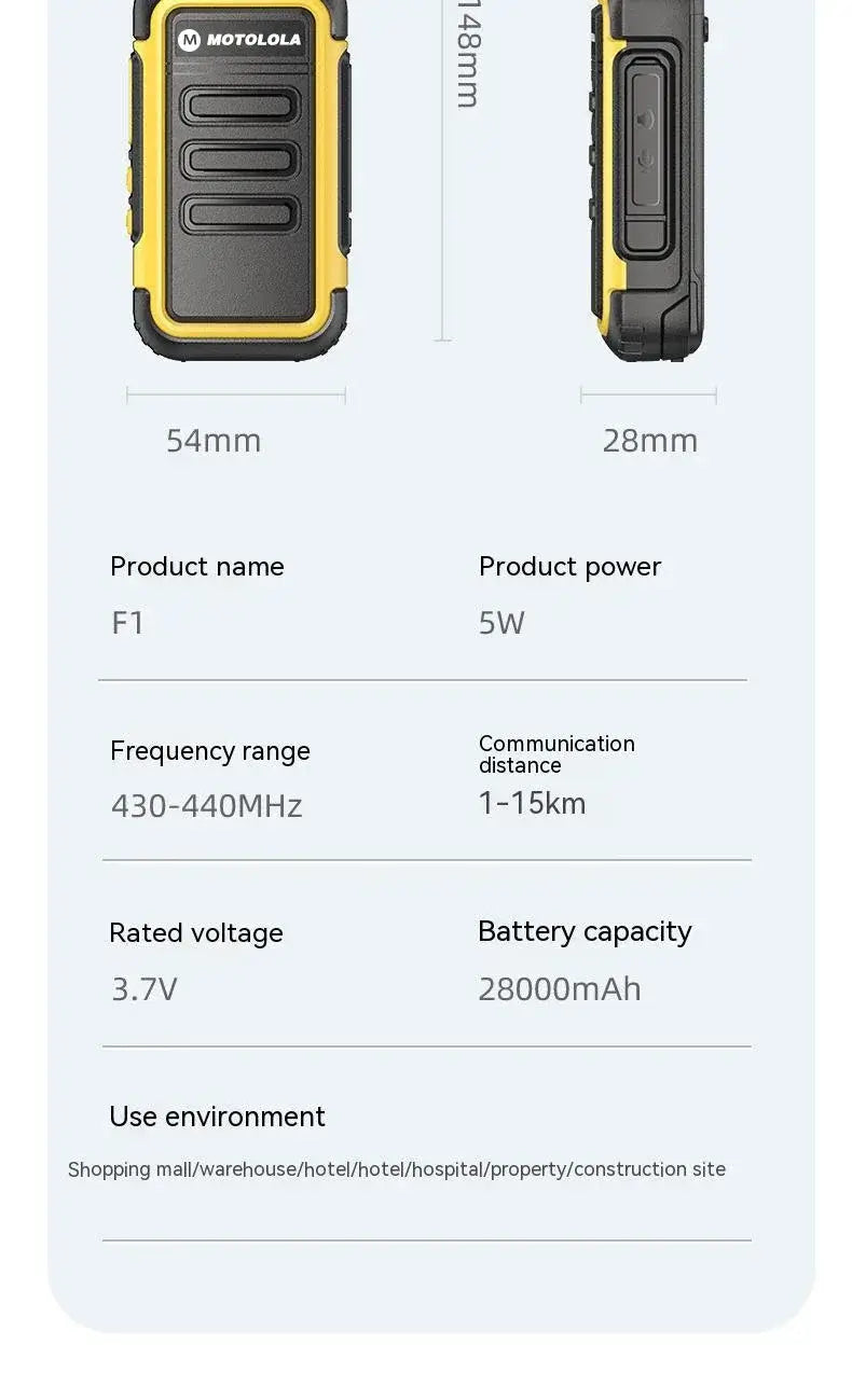 F1 Walkie Talkie  Portable Two-Way Radio UHF Transceiver Set Walkie-talkies Radio Walkie Talkie Long Range COD