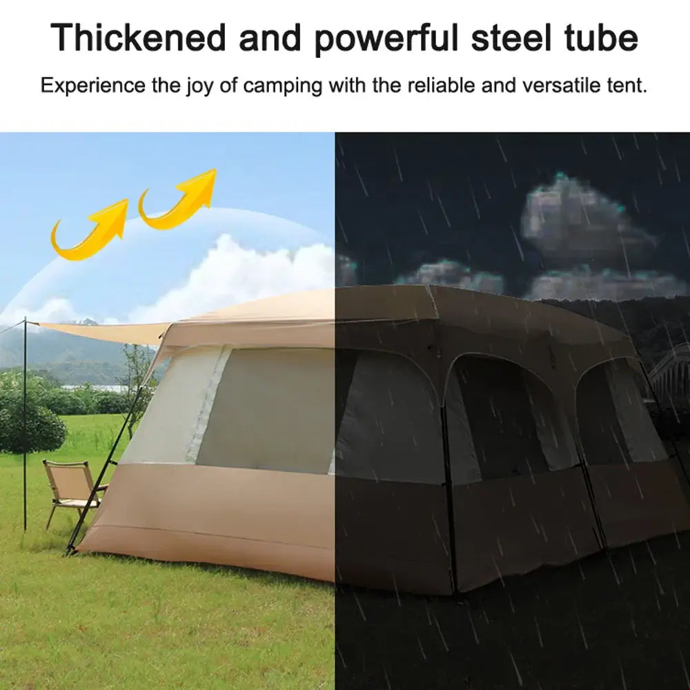 Travel Camping Tent with 2 Rooms Large Family Cabin Tent Breathable and Rainproof for 6-10 Persons Outdoor Camping Beach