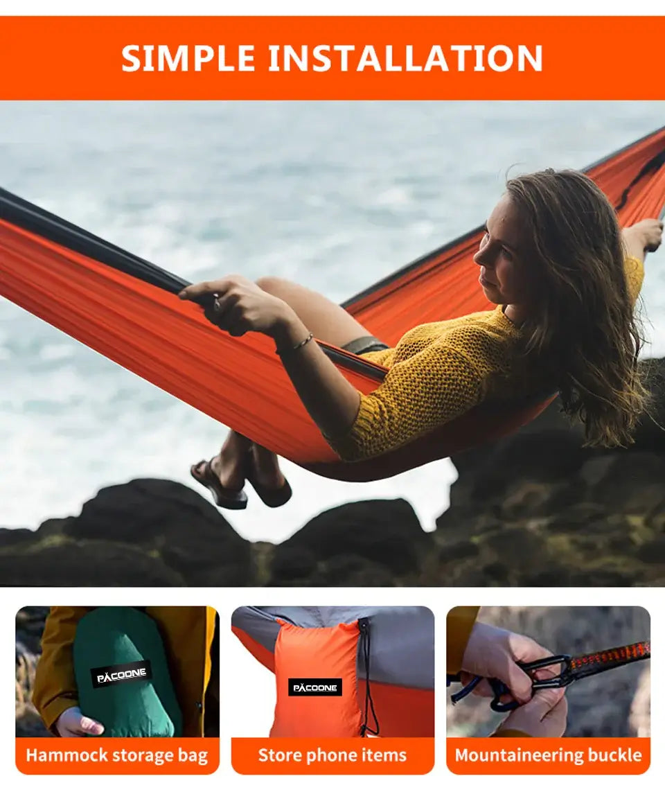 Outdoor Camping Hammock Portable Hammock Single or Double Hammock Camping Accessories Indoor Garden Yard Hammock Swing Travel