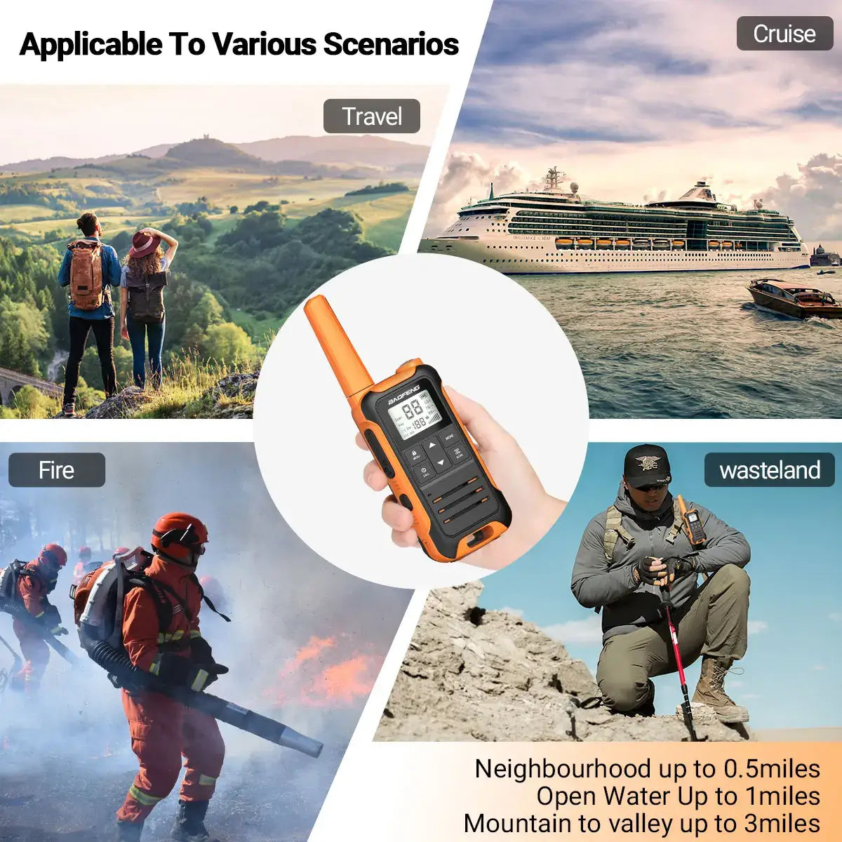 2pcs Walkie Talkie PMR FRS Long Range Rechargable Portable Kids Two Way Radio Type-C Charger for Camping Trip