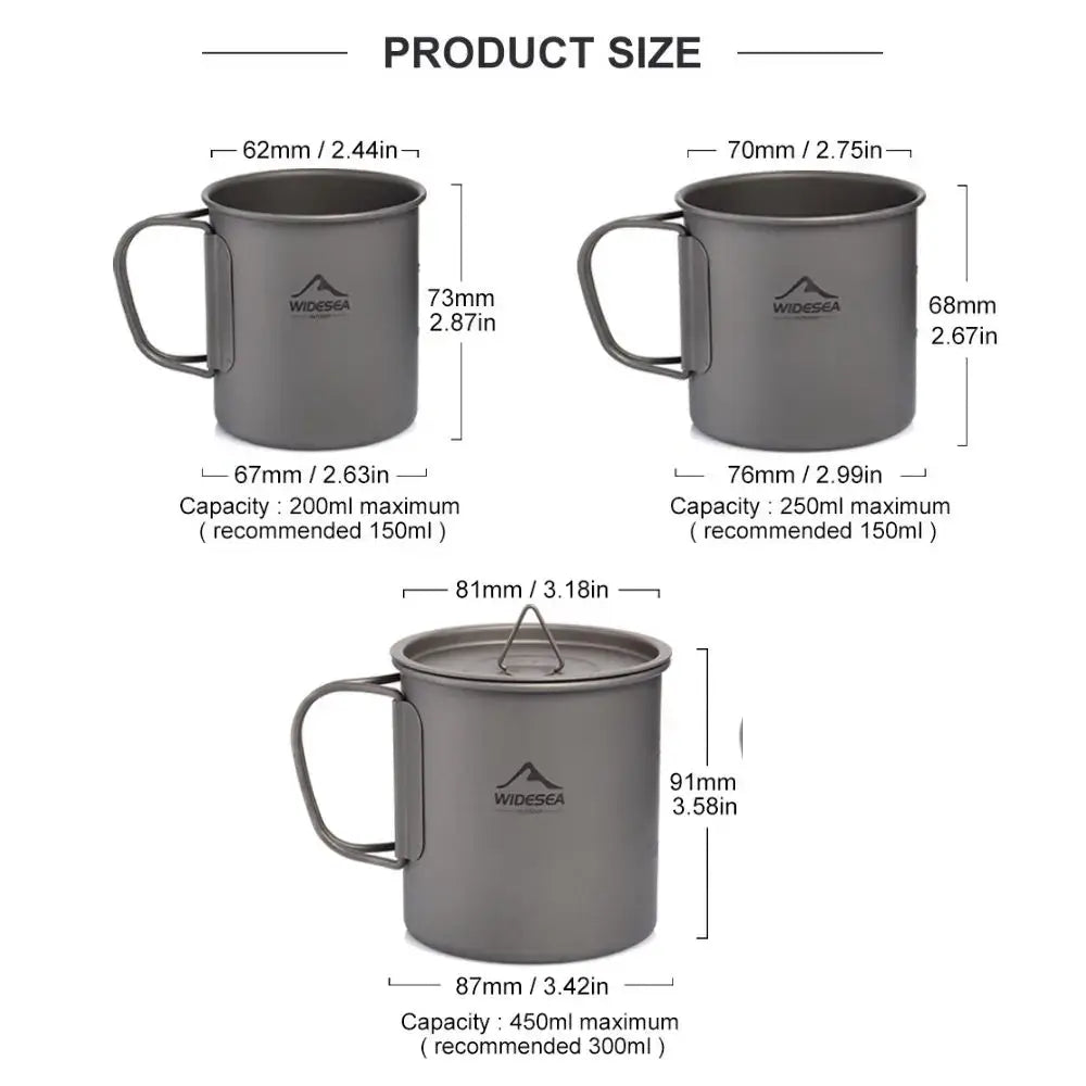 Camping Mug Titanium Cup Tourist Tableware Picnic Utensils Outdoor Kitchen Equipment Travel Cooking Set Cookware Hiking