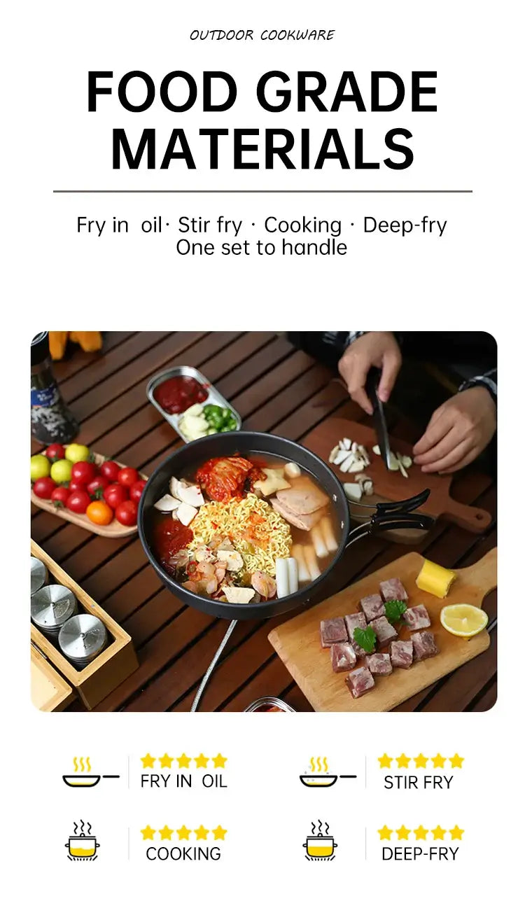 Camping cookware set for 2-3 people portable outdoor tableware for hiking picnicking travel cooking utensils kettle pot set