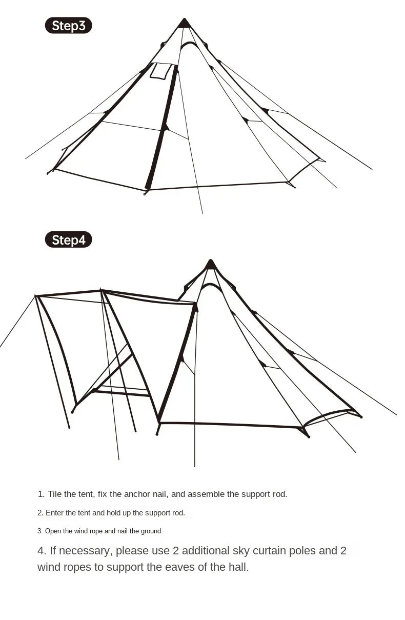 Large Space Pyramid Camping Tent for 4-8 People