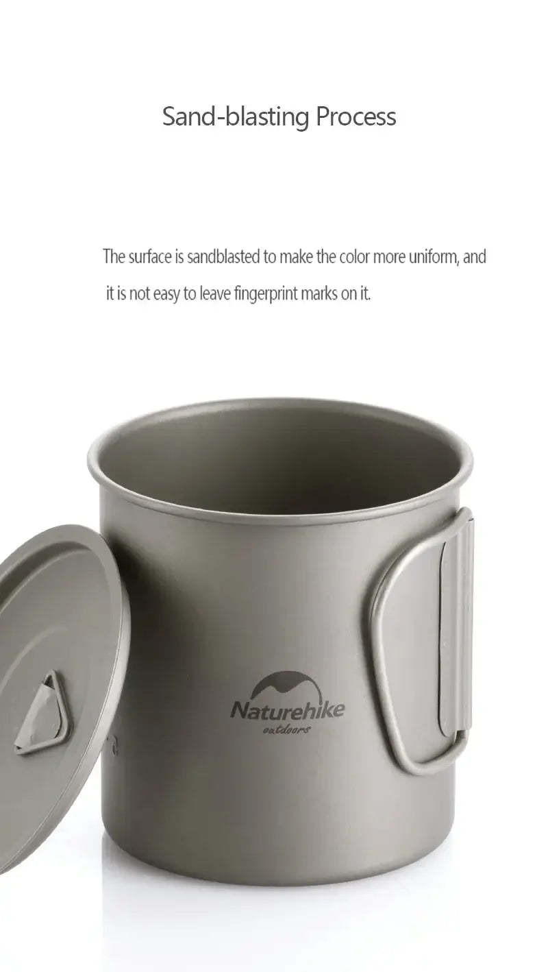 Naturehike Titanium Cup Camping Mug Tourist Tableware Picnic Utensils Outdoor Kitchen Supplies Travel Cooking Cookware Pan Bowel