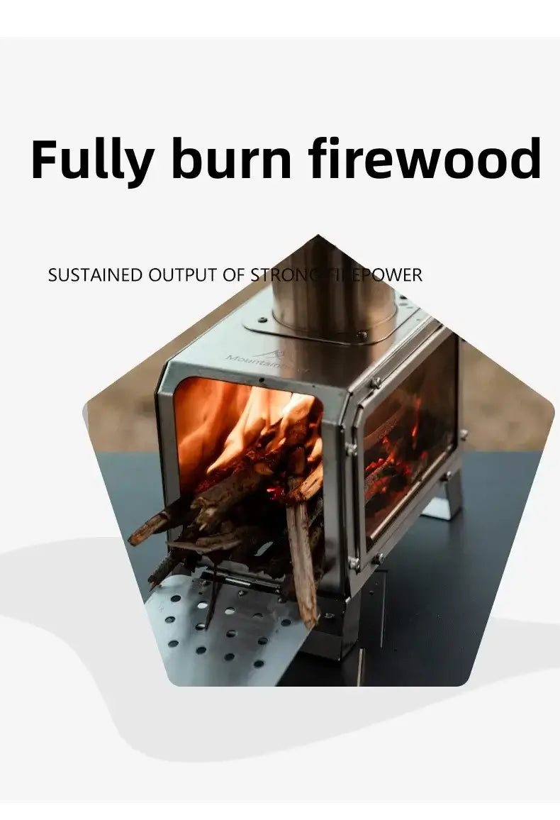 Portable Firewood Square Stove Stainless Steel Outdoor Fire Heater Stove Picnic Hiking Camping Wood Burner Stove