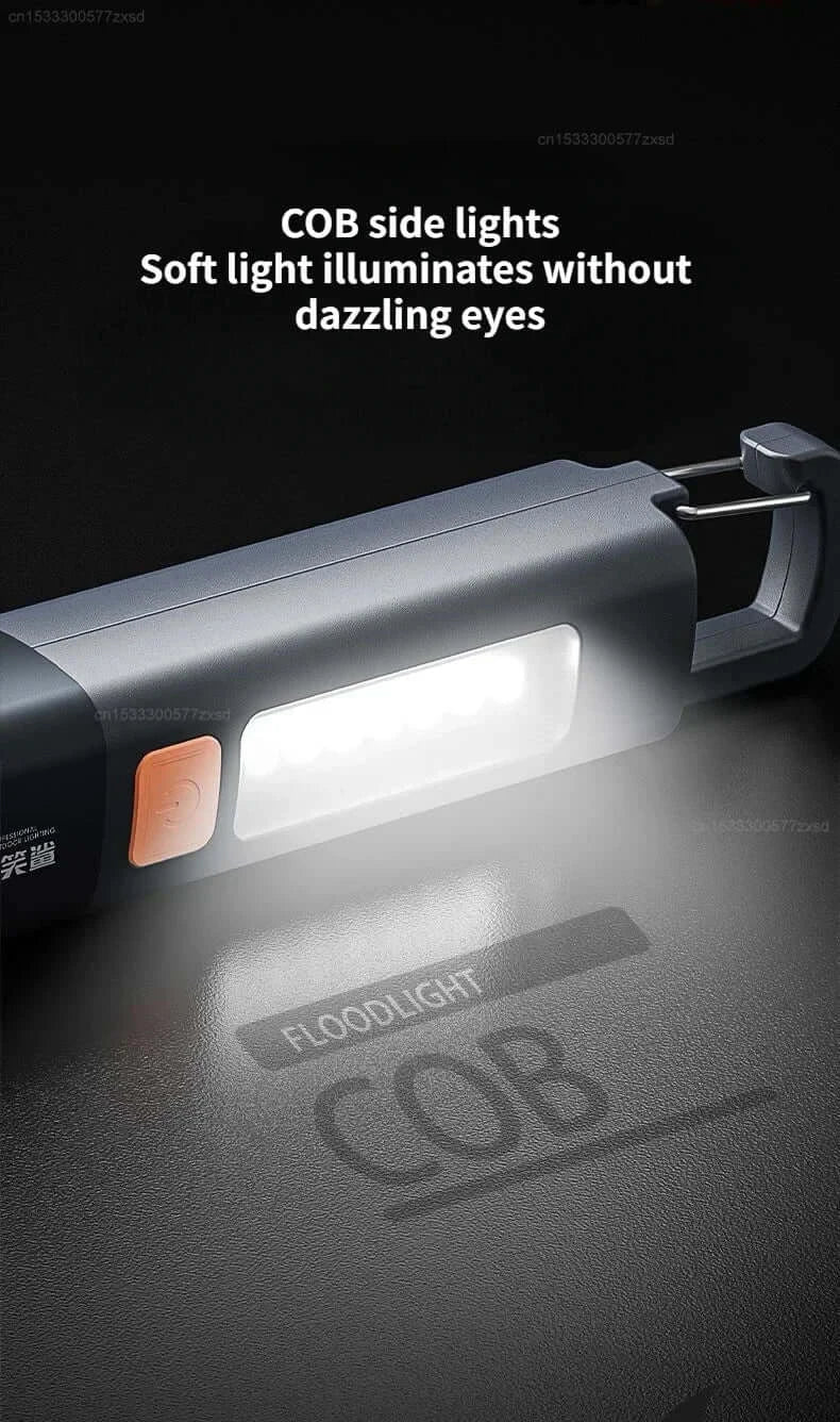 SMILING SHARK Outdoor Flashlight Strong Light Variable Focus with Floodlight Side Lights Mini Flashlight Lamp High Brightness