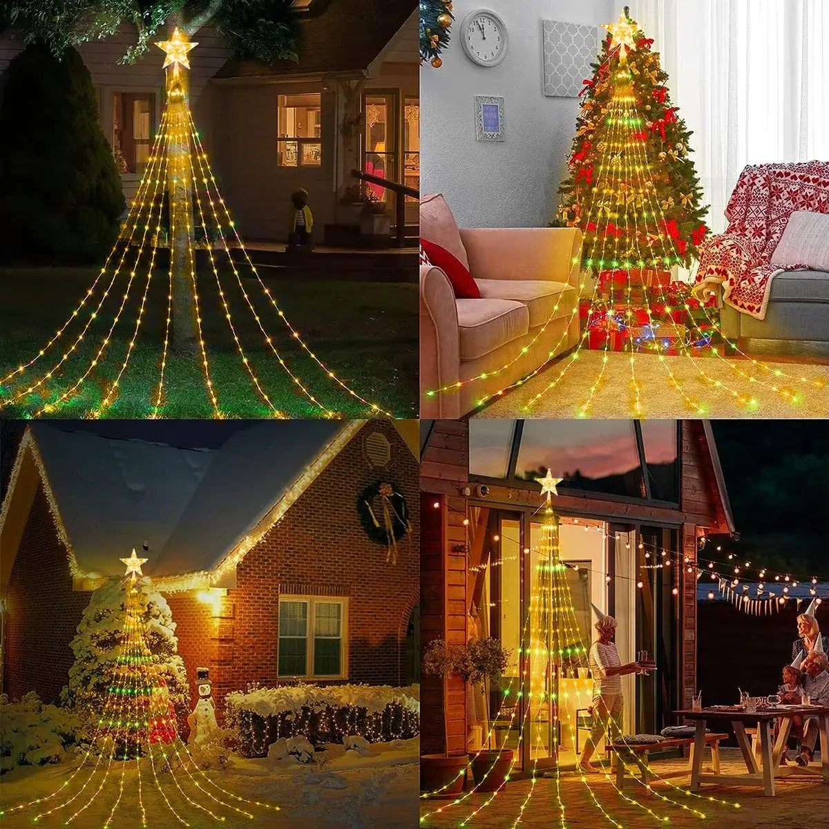 Waterproof String LED Light Solar Christmas Decorations 3M/2M Waterfall Tree Fairy Lamp 8 Modes Camping Holiday Lights