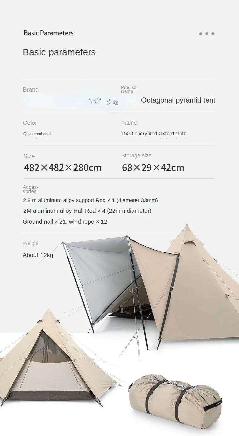 Large Space Pyramid Camping Tent for 4-8 People