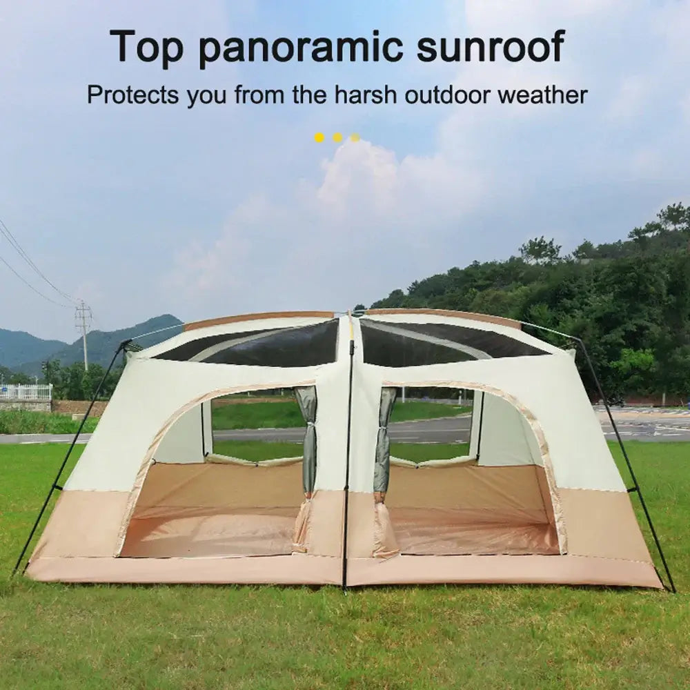 Travel Camping Tent with 2 Rooms Large Family Cabin Tent Breathable and Rainproof for 6-10 Persons Outdoor Camping Beach