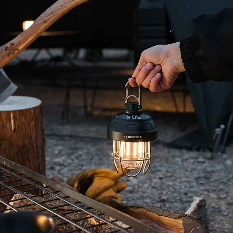 Vintage Camping Light Metallic Color Long Life Rechargeable Enhance Camping Ambiance Tent Light For Outdoor Camping