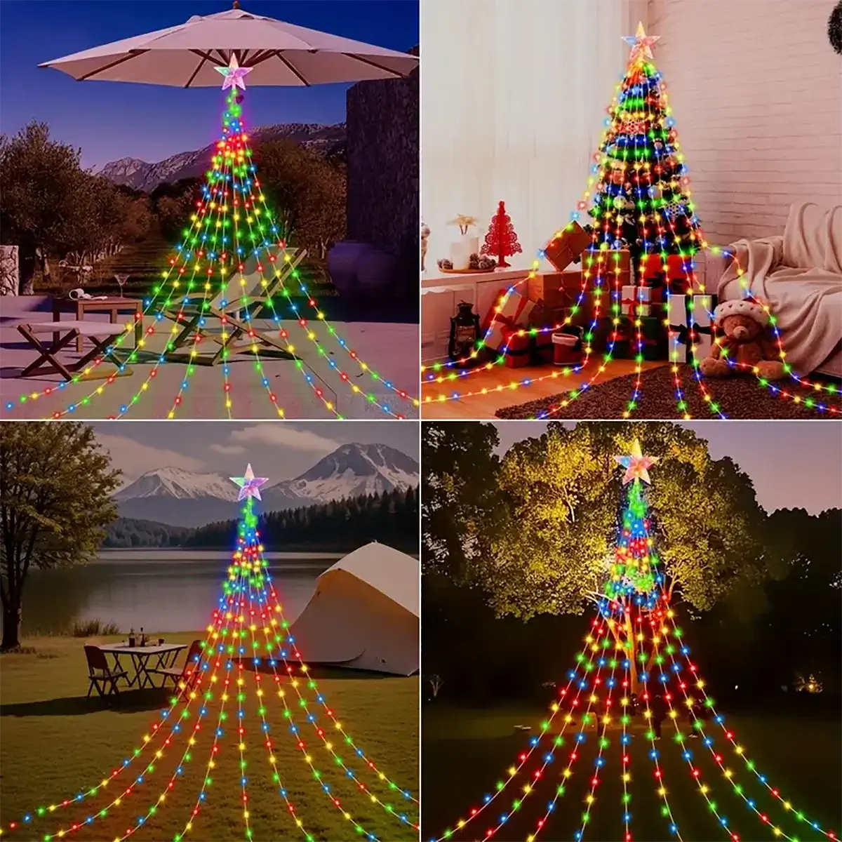 Waterproof String LED Light Solar Christmas Decorations 3M/2M Waterfall Tree Fairy Lamp 8 Modes Camping Holiday Lights
