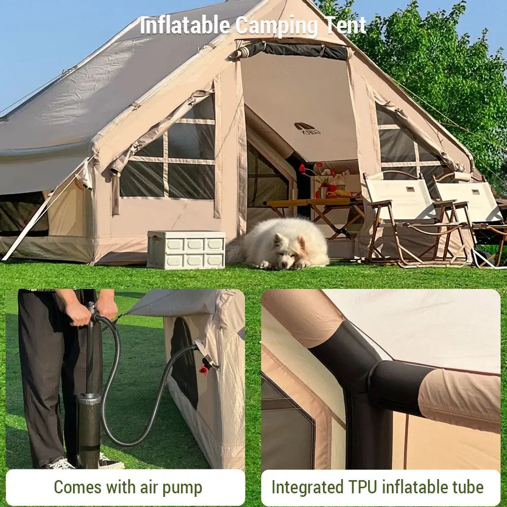 Inflatable Tent Portable Easy Setup Camping Tent with Canopy for 4-8 People