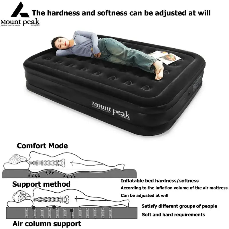 Air Mattress Glamping Mats PVC Inflatable Sleeping Mattress Luxury 2 Person Camping Bed Mat Built-in Pump Thicken Mat