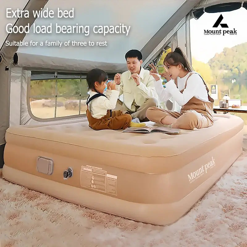 Air Mattress Glamping Mats PVC Inflatable Sleeping Mattress Luxury 2 Person Camping Bed Mat Built-in Pump Thicken Mat