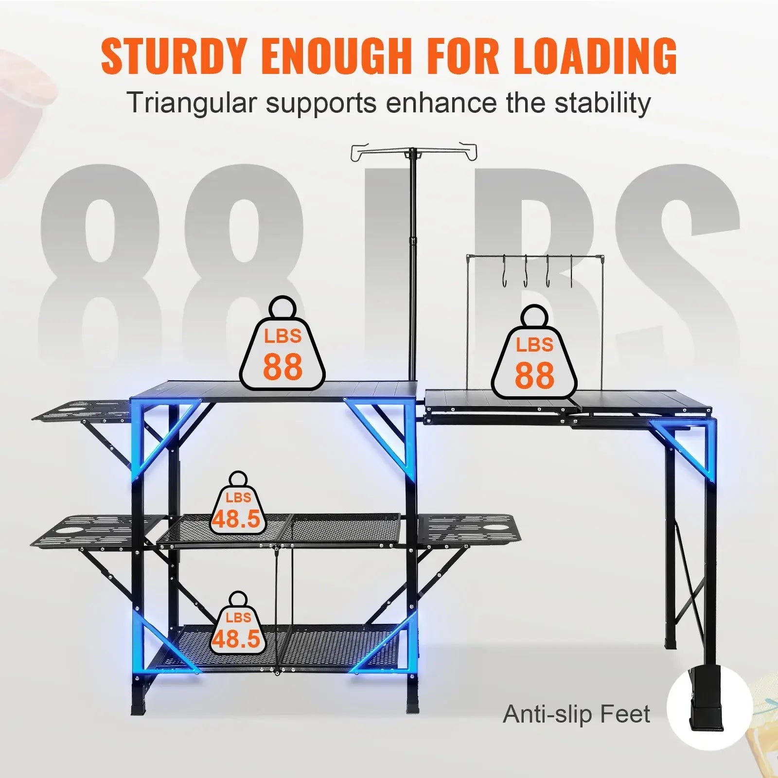 VEVOR Camping Kitchen Table with Sink, Aluminum Folding Portable Outdoor Cook Station, for Picnic BBQ Beach Traveling