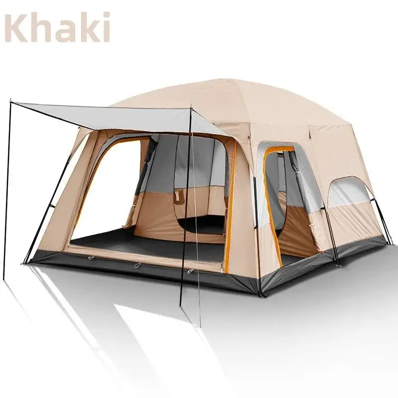 Outdoor Camping Family Tent 4-10 Person Double Layers Oversize 2 Rooms Thickened Rainproof Outdoor Family Camp Tour Equipment