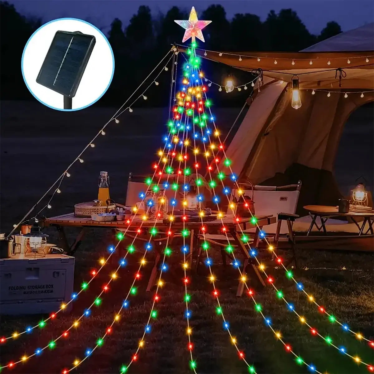 Waterproof String LED Light Solar Christmas Decorations 3M/2M Waterfall Tree Fairy Lamp 8 Modes Camping Holiday Lights
