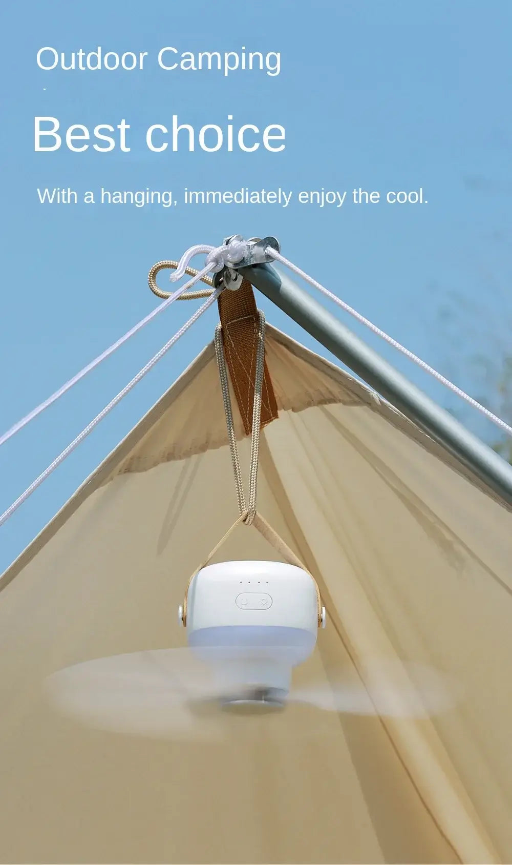 Portable wireless mini ceiling fan light USB fan with remote control, stand, night light, portable, home, outdoor, camping, tent