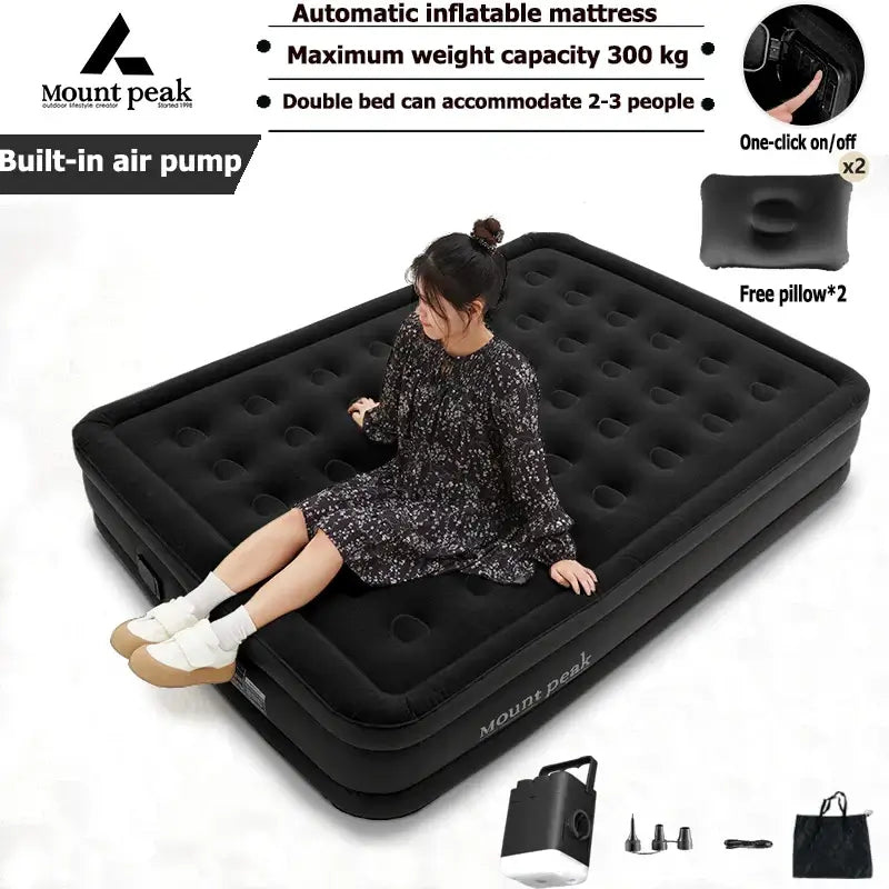 Air Mattress Glamping Mats PVC Inflatable Sleeping Mattress Luxury 2 Person Camping Bed Mat Built-in Pump Thicken Mat