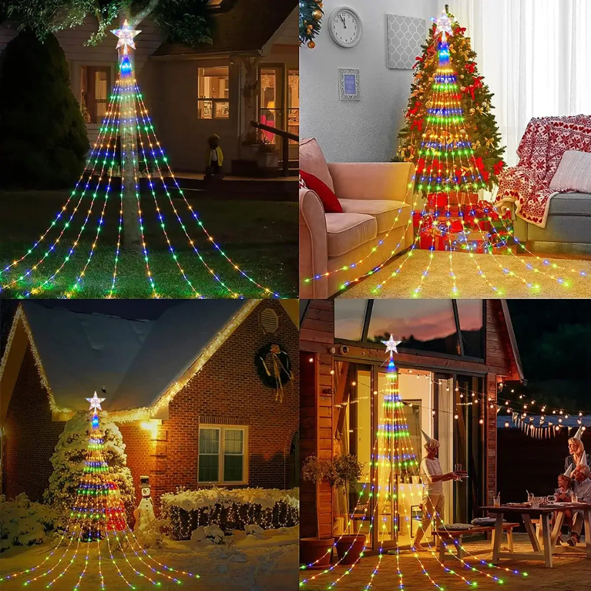 Waterproof String LED Light Solar Christmas Decorations 3M/2M Waterfall Tree Fairy Lamp 8 Modes Camping Holiday Lights
