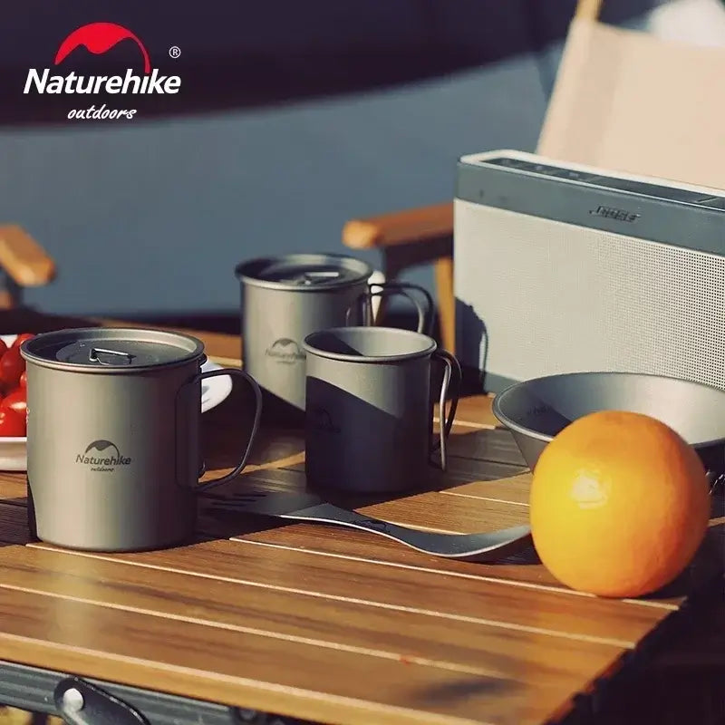 Naturehike Titanium Cup Camping Mug Tourist Tableware Picnic Utensils Outdoor Kitchen Supplies Travel Cooking Cookware Pan Bowel