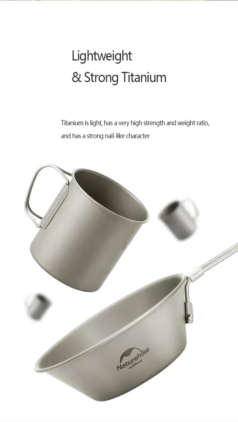 Naturehike Titanium Cup Camping Mug Tourist Tableware Picnic Utensils Outdoor Kitchen Supplies Travel Cooking Cookware Pan Bowel