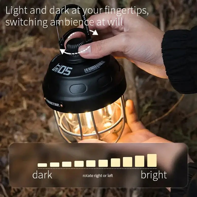Vintage Camping Light Metallic Color Long Life Rechargeable Enhance Camping Ambiance Tent Light For Outdoor Camping