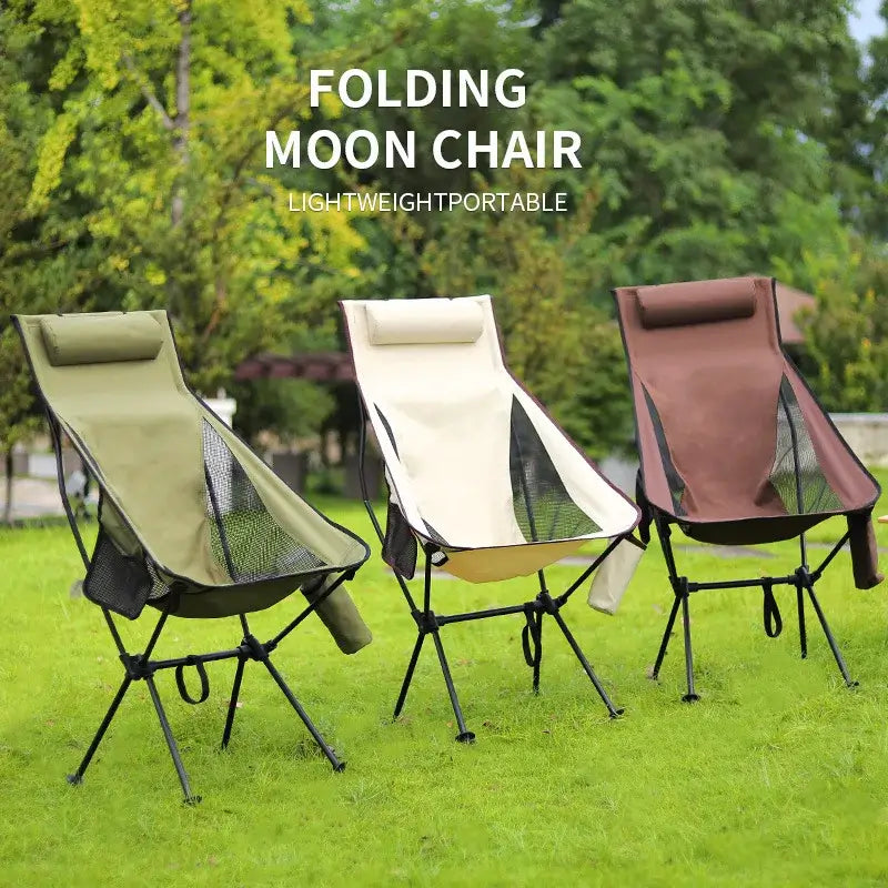 Camping high back moon chair ultra light aluminum alloy fishing picnic barbecue chair portable beach camping leisure chair