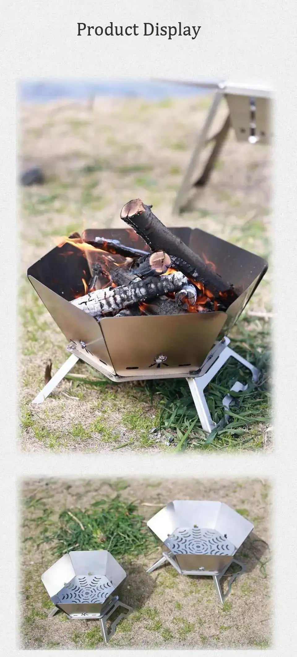 Camping Fire Pit Folding Bonfire Stove Portable Firewood Burner Campfire Furnace Outdoor Fire Wood Stove Burner Heater