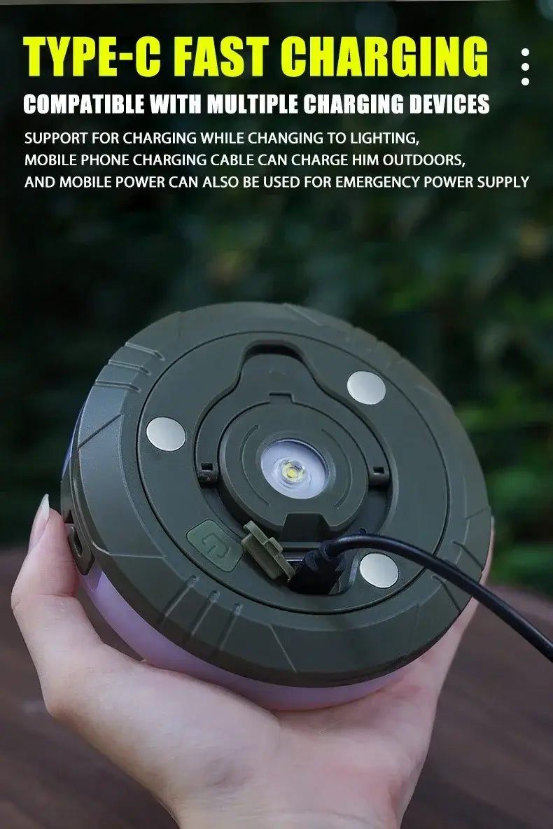 Multifunctional 4 in 1 Design Camping Light String USB Rechargeable Outdoor Tent Decor Light XTE LED Flashlight with Magnet Hook