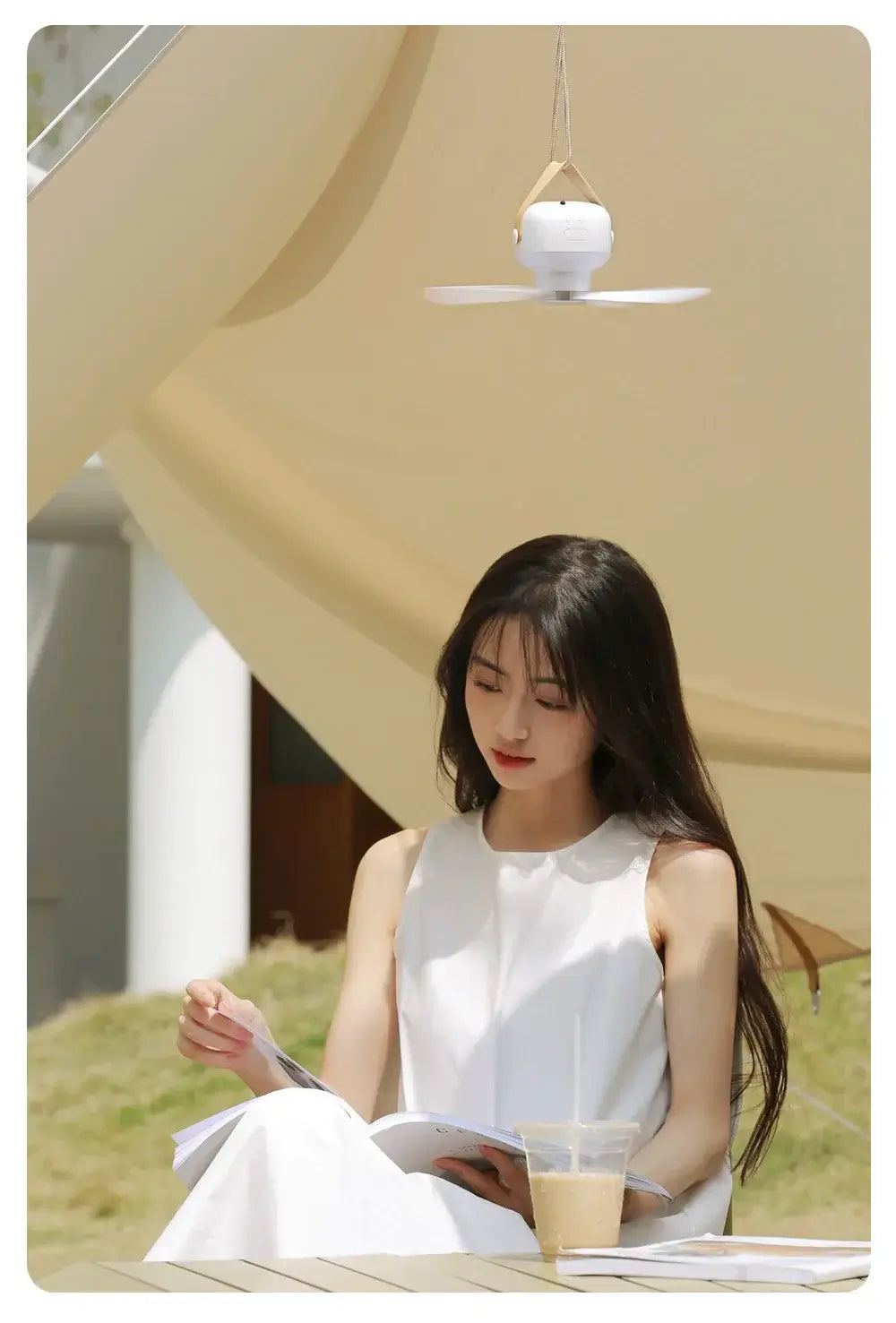 Portable wireless mini ceiling fan light USB fan with remote control, stand, night light, portable, home, outdoor, camping, tent