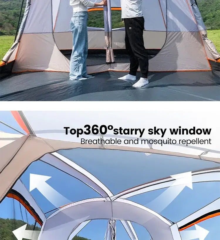 Outdoor Camping Family Tent 4-10 Person Double Layers Oversize 2 Rooms Thickened Rainproof Outdoor Family Camp Tour Equipment