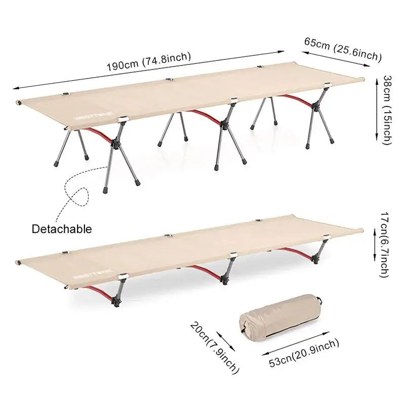 Camping Cot Portable Folding Bed Ultralight Aluminum Alloy Sleeping Cot for Outdoor Hiking Backpacking Travel
