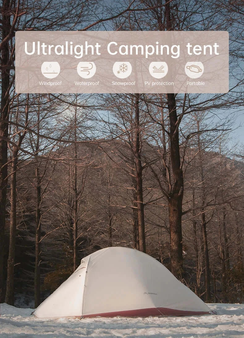 Ultralight Camping Tent Backpack Tent 20D Nylon Waterproof Outdoor Hiking Travel Tent Cycling Tent 1-2 Person
