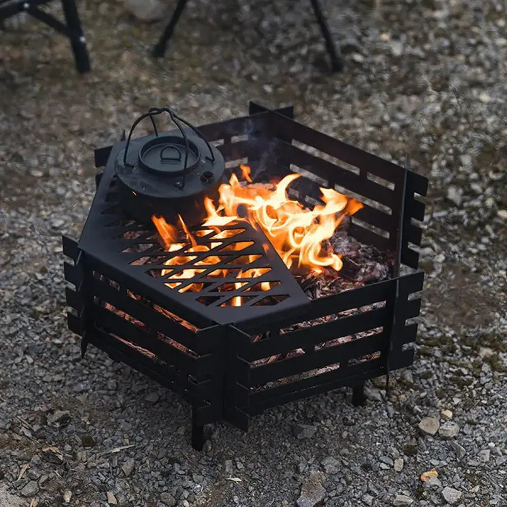 Outdoor Camping Carbon Steel Fire Table Detachable Burn Fire Pit Foldable Barbecue Stand Grill Camping Picnic Charcoal Stand