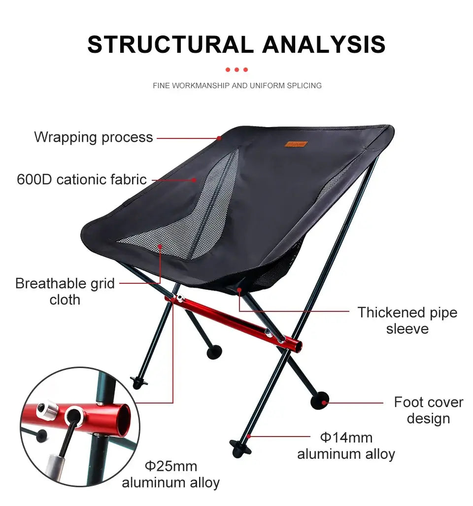 PACOONE Camping Fishing Folding Chair Tourist Beach Chaise Longue Chair for Relaxing Foldable Leisure Travel Furniture Picnic